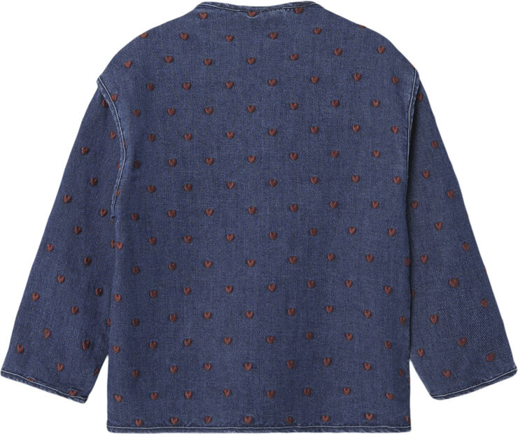 Lil' Atelier NMFLIVA LS DNM JACKET 2001-ES LIL Dark blue denim/heart emb