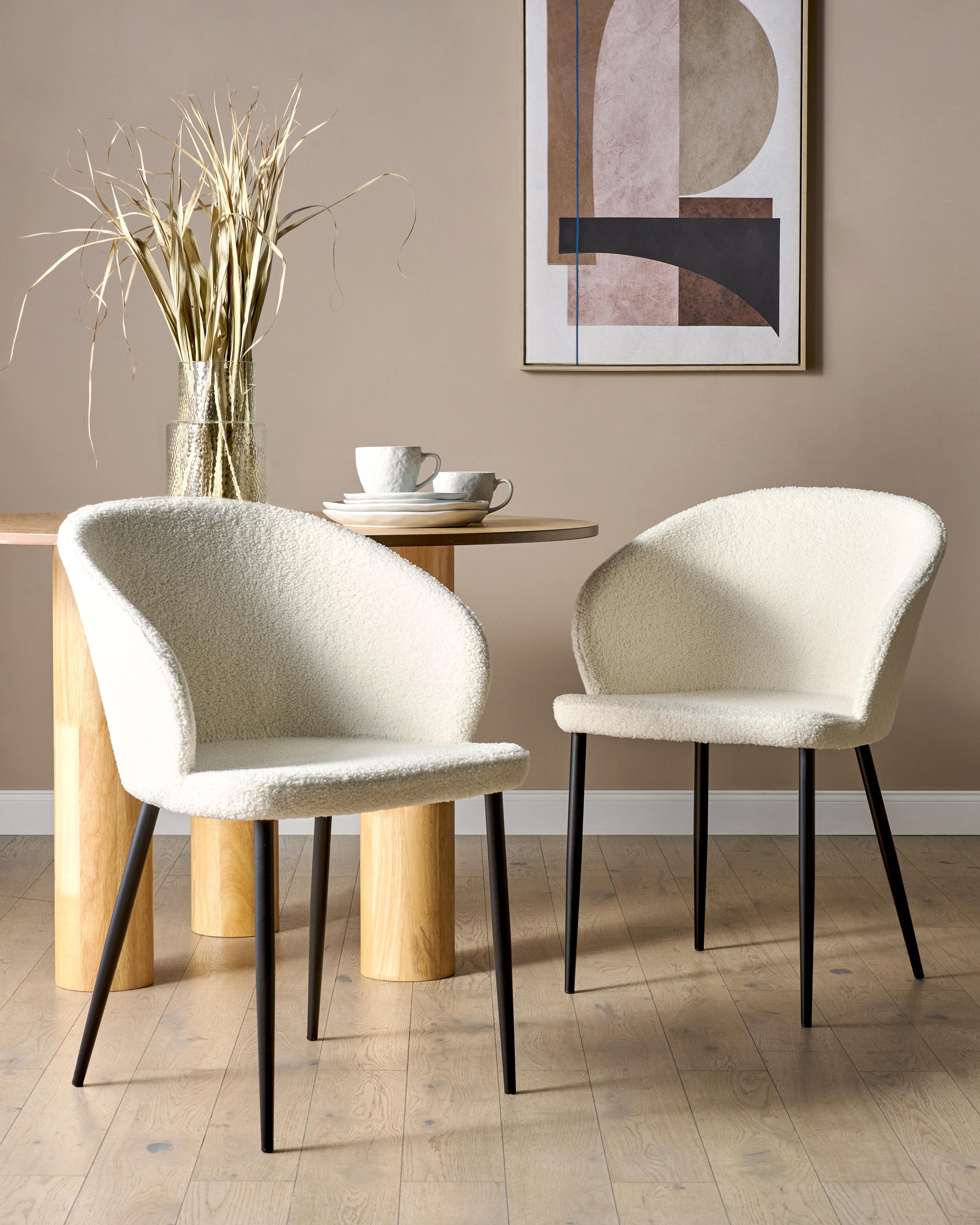Set van 2 eetkamerstoelen MASON Bouclé Gebroken wit