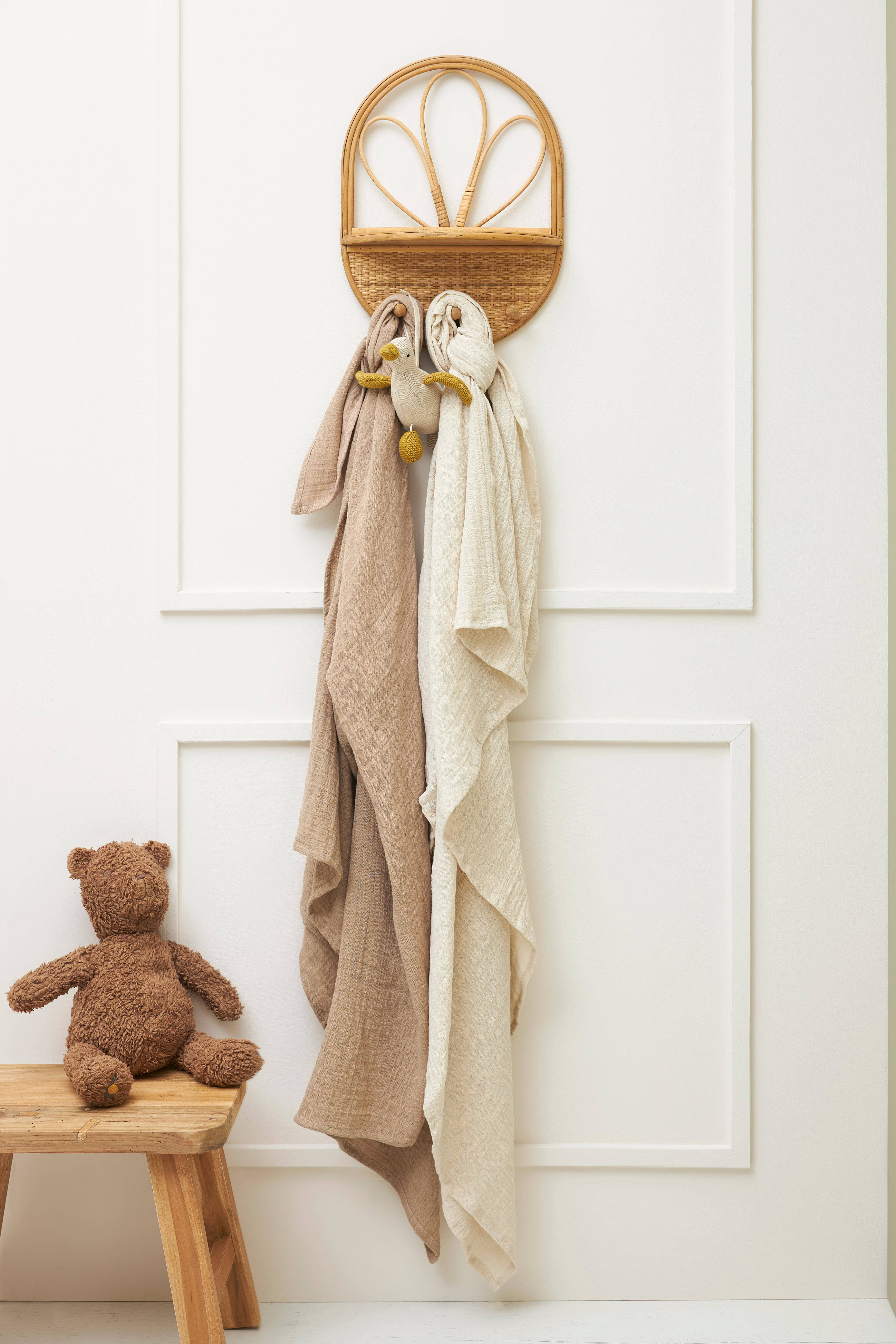 Meyco pre-washed hydrofiel swaddle - set van 2 - soft sand/taupe