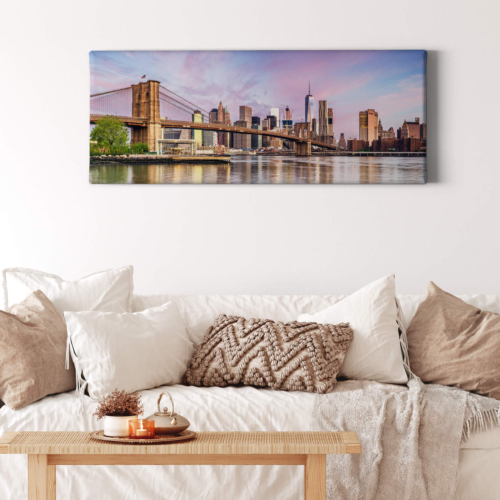 Leinwandbild MANHATTAN SKYLINE - blau-braun- 100x40 cm
