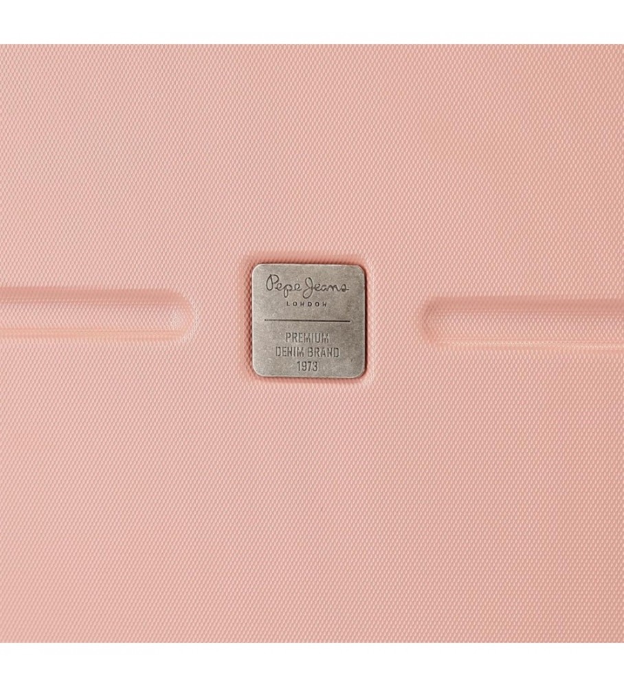 Nécessaire Pepe Jeans em ABS, adaptável a malas de viagem, cor rosa claro - 29x21x15cm -