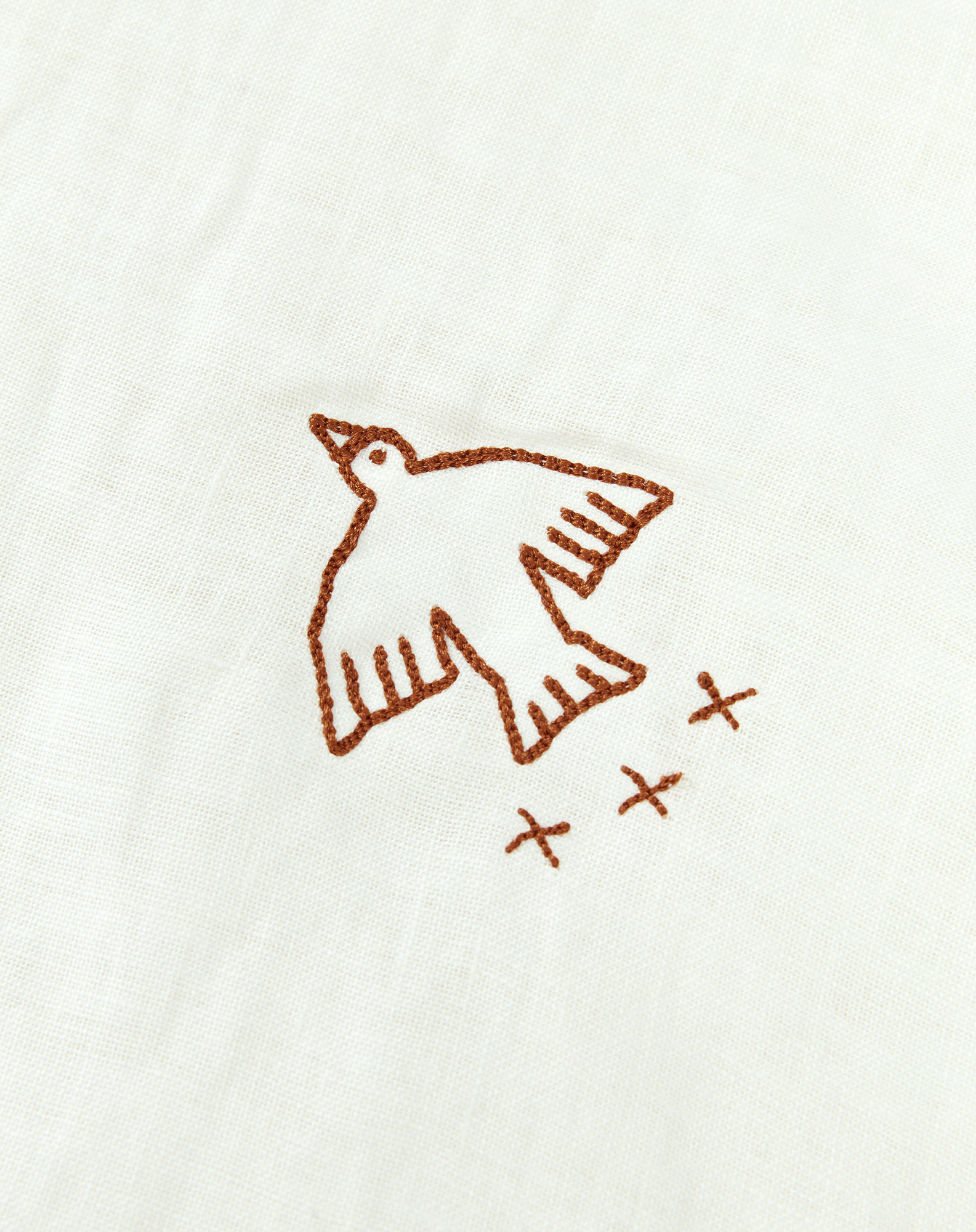 Couverture d'hiver brodée l1n0 en lin français | Beige