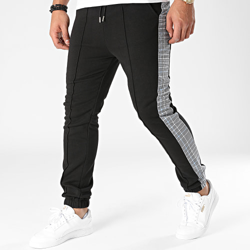 Pantalon Jogging A Bandes Carreaux London Noir