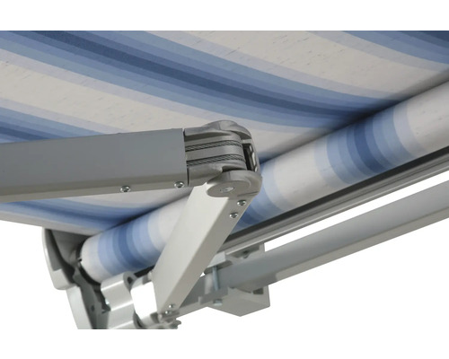 SOLUNA knikarmzonnescherm Trend 2,5x2 doekdesign U104 frame zilver geanodiseerd incl. motor, wandschakelaar, noodhandzwengel, zon- en windsensor