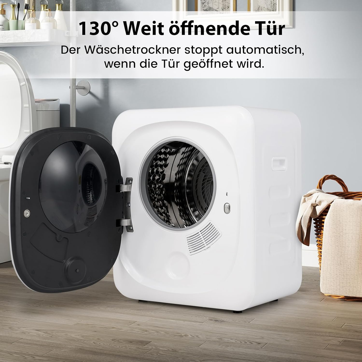 COSTWAY Mini Wäschetrockner 5KG, bis zu 69℃, LED Touch-Screen, Ablufttrockner mit Desinfektion & Desodorierung & Überhitzungsschutz, Mehrfachfiltration, 4 Temperaturen und 6 Timer, 800W