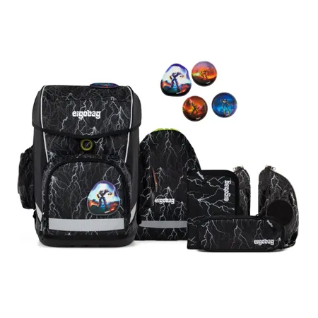 ergobag CUBO LIGHT Schulrucksack-SetSuper ReflektBär, 6-teilig