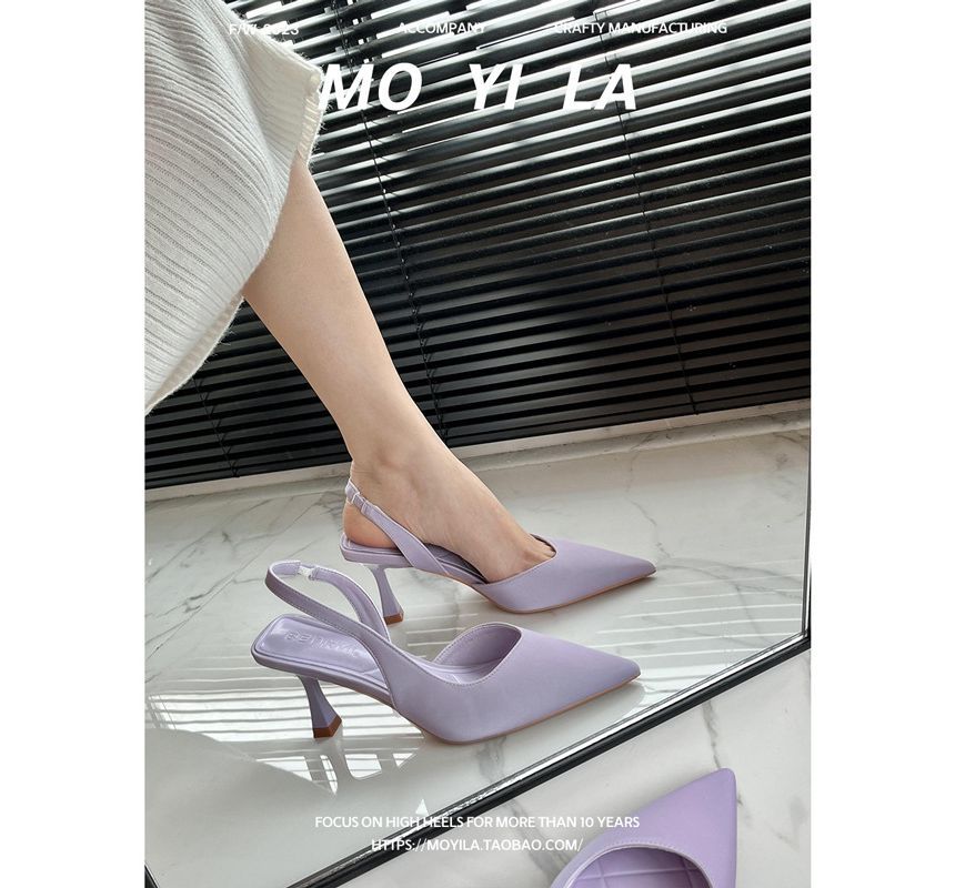 Karlao - Effen slingback-muiltjes met hoge hak