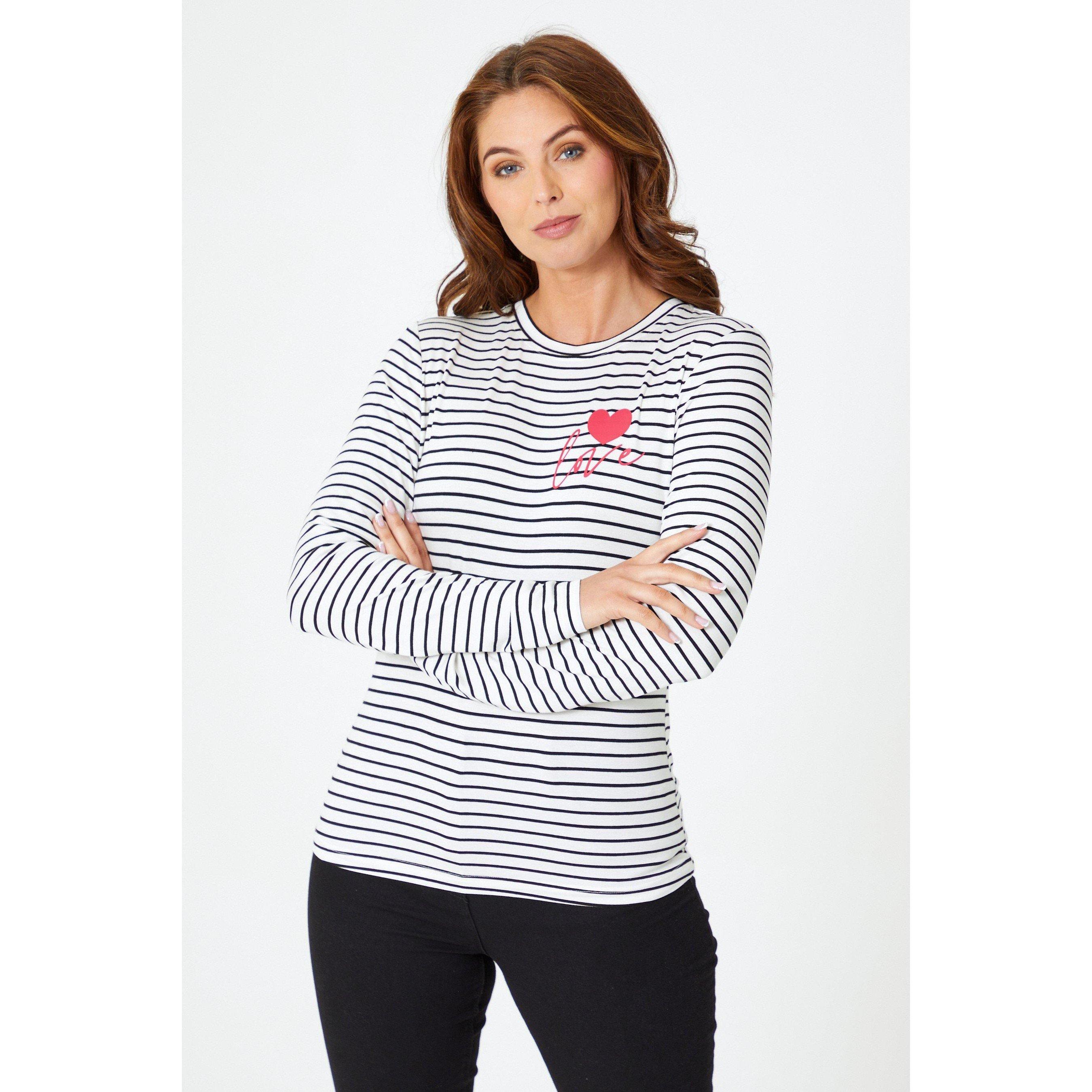 Be You Ladies Long Sleeve Stripe Love T Shirt