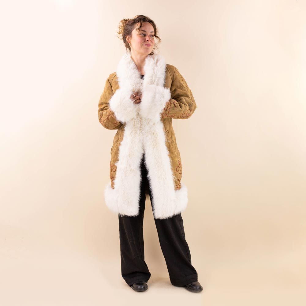 Afghan coat Farid bruin embroidery