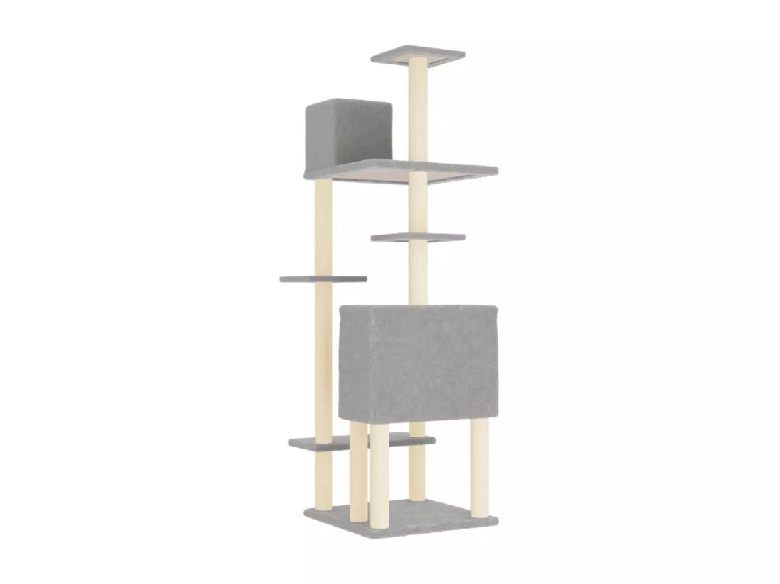Arbre à chat avec griffoirs en sisal Gris clair 154 cm