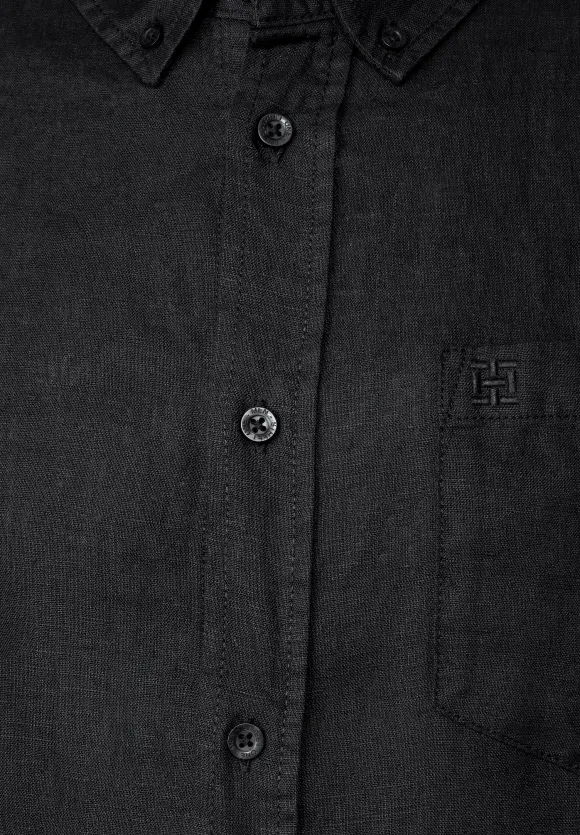 Button Down Leinenhemd - Black