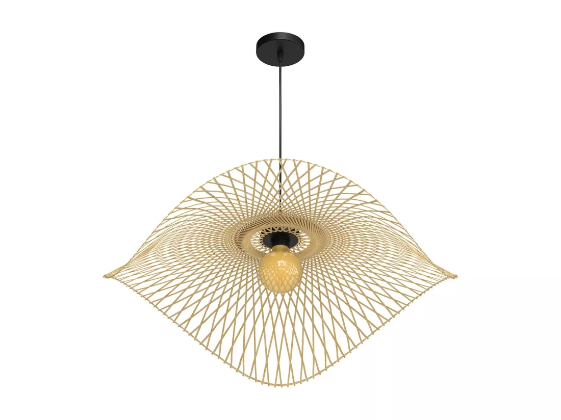 Suspension D75 cm en bambou avec fil noir - Jipi
