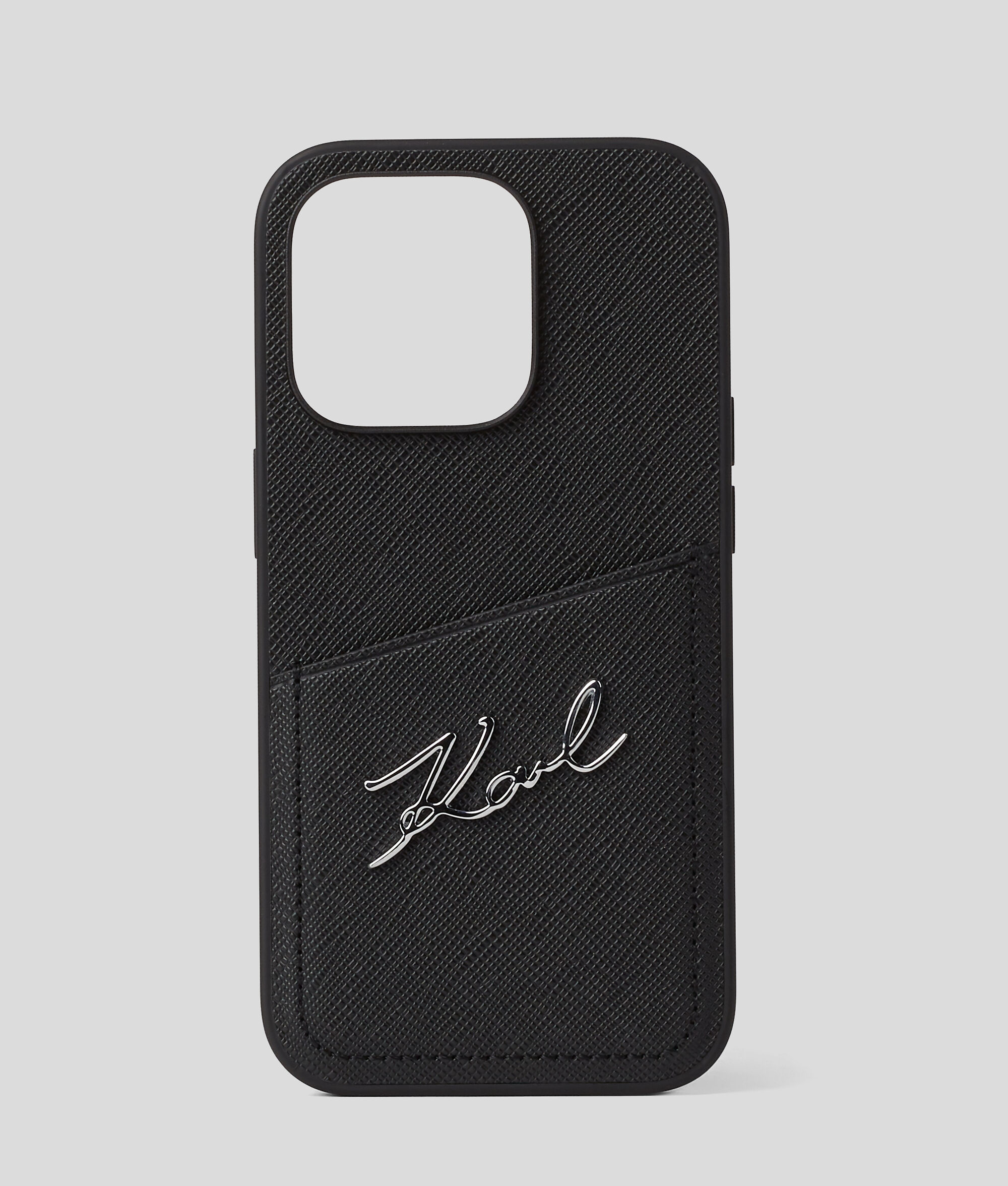 Étui de protection pour iPhone 13 Pro avec fente pour cartes orné du logo Karl Signature