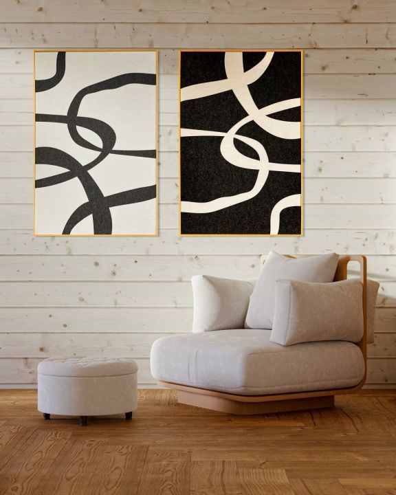 Schilderij Feltro Acustico 001 Set - blanke baklijstB80 x H120 cm