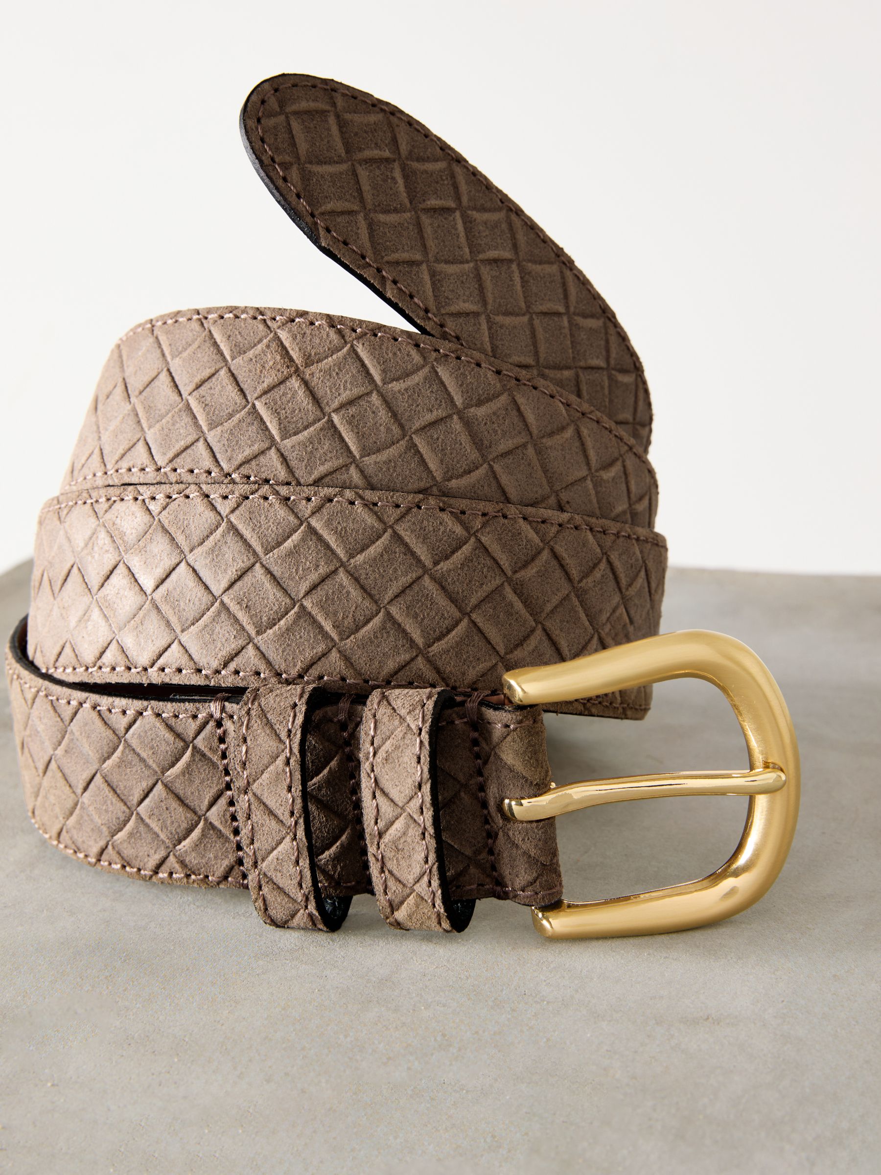 Mokkabruin - N. Premium Made in Italië riem van suède met geweven look