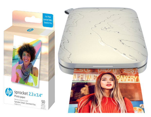 HP - Sprocket Select Eclipse Pocket Photo Printer + Select Zink Paper 50 pcs 2.3x3.4