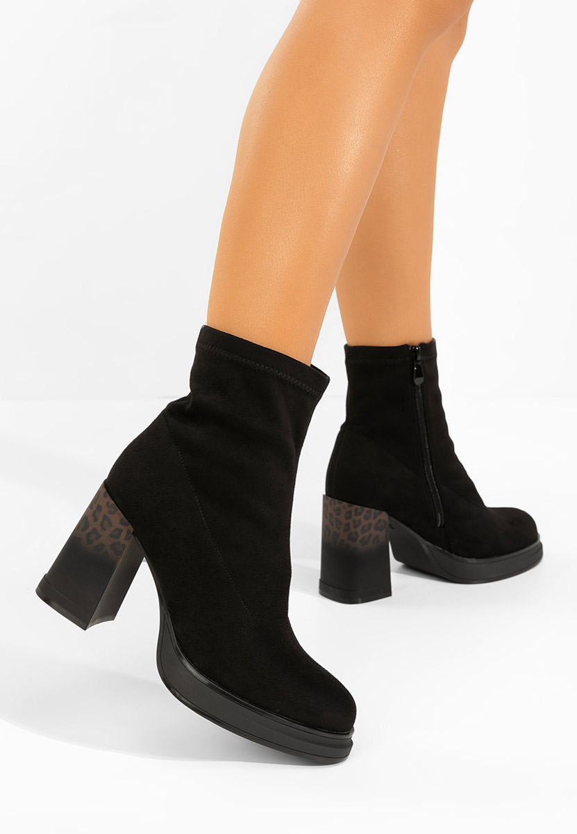 Bottines à gros talon noires Astonia V3