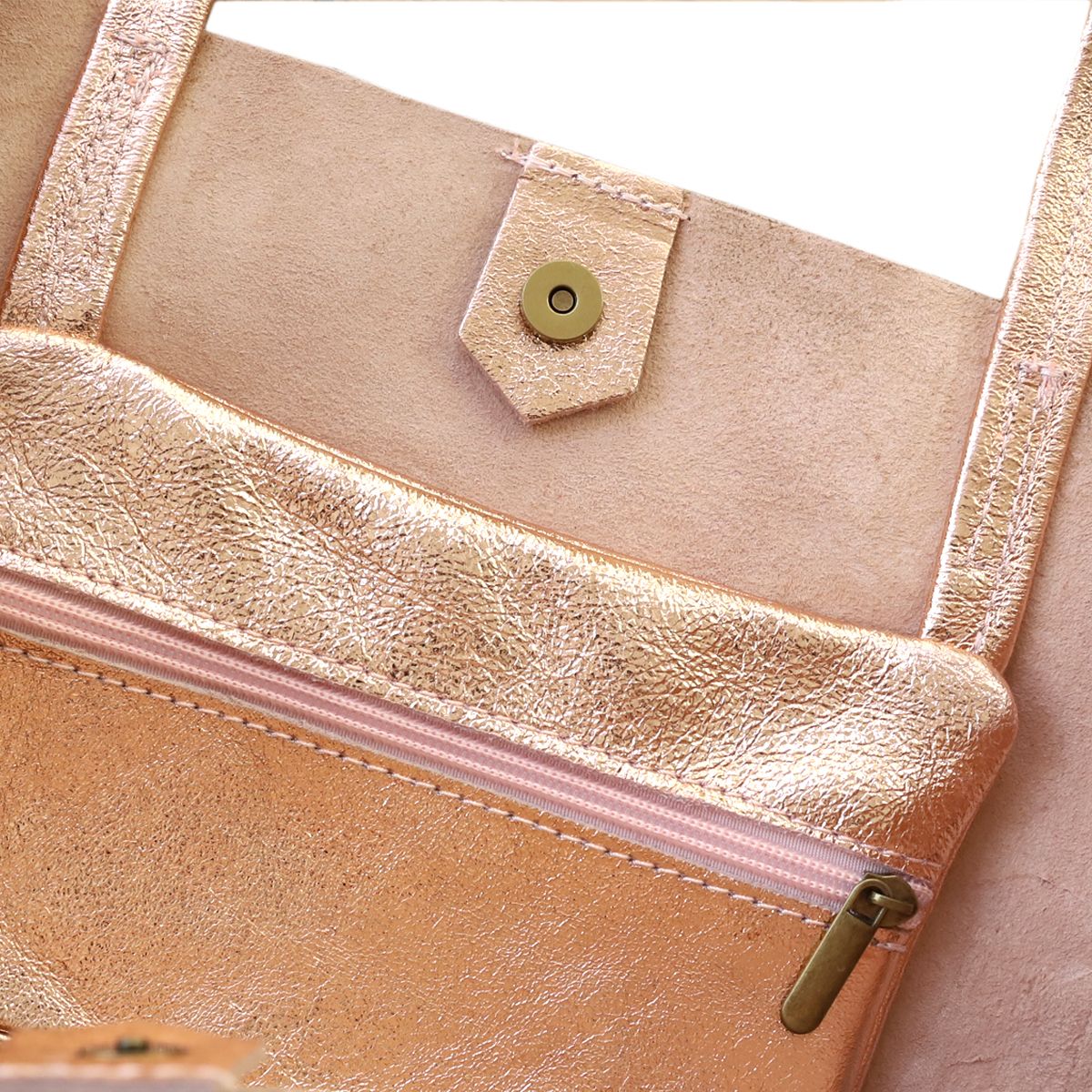 Sac tote bag cuir or rose Maison Suzanne