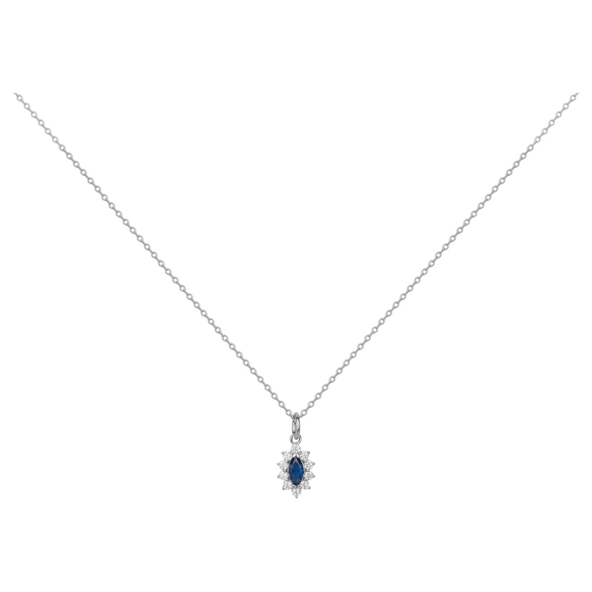 Collier mono-motif en Argent avec spinelle bleu saphir