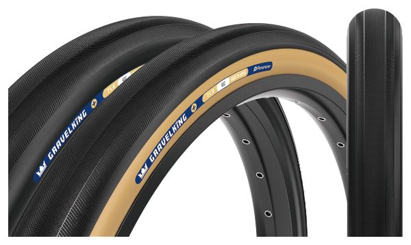 Pneu Gravel Panaracer GravelKing  700 mm Tubeless Ready Souple ZSG Gravel Compound BeadLock TuffTex  Noir Flancs Beiges