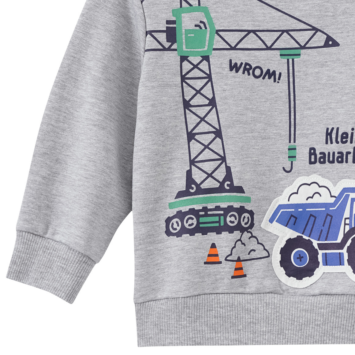 Topomini Baby Sweatshirt mit Kipplaster-Applikation hellgrau