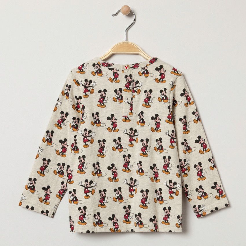 T-shirt manches longues imprimé Mickey all-over - Ecru