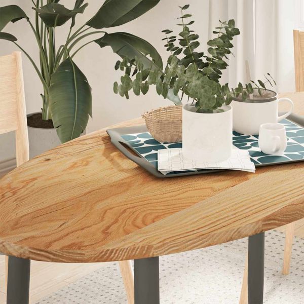vidaXL Tampo de Mesa 120x60x2 cm Carvalho Maciça Oval Castanho-claro - 297842489