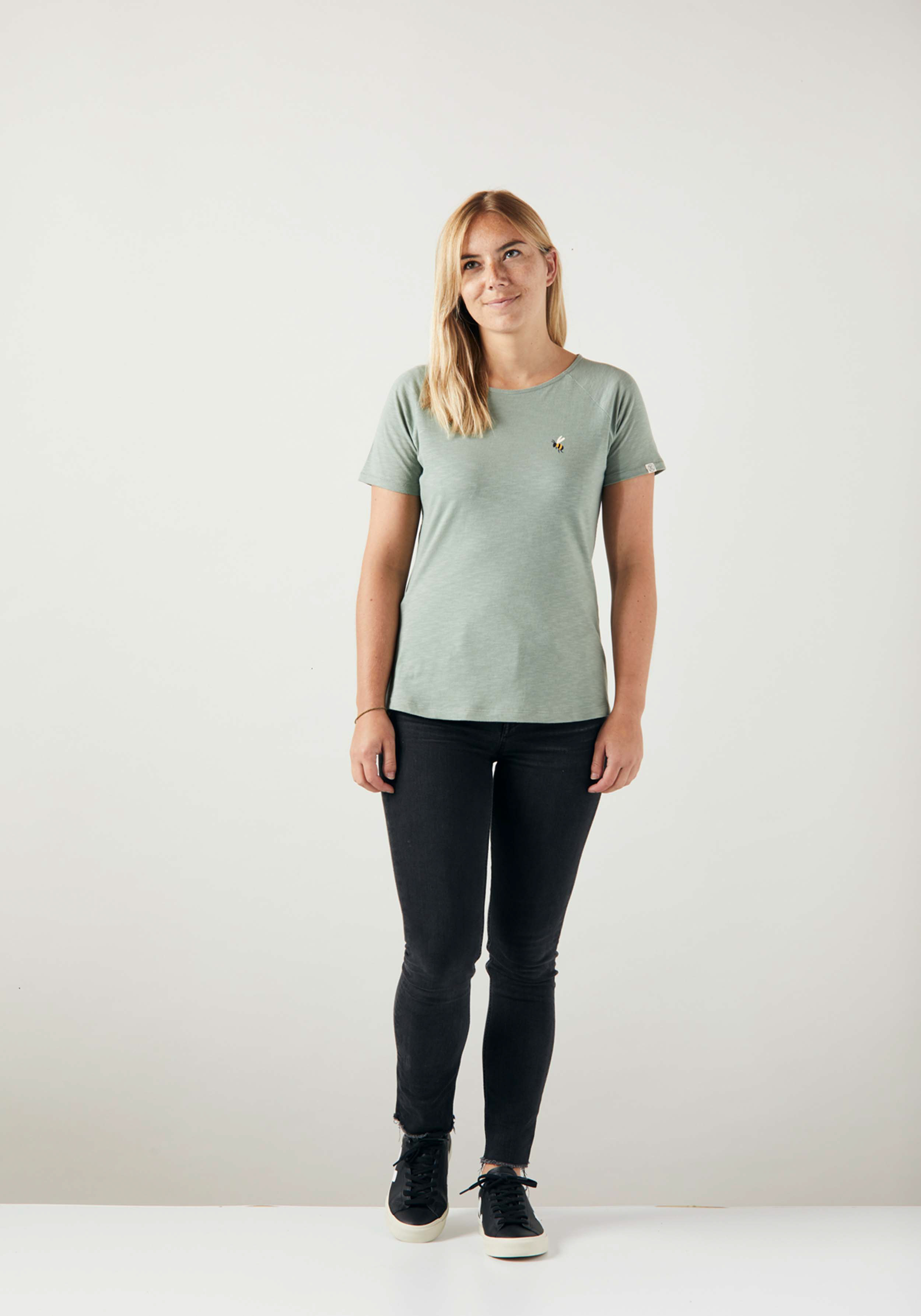 WE ARE ZRCL Damen Raglan T-Shirt Bee Light Green