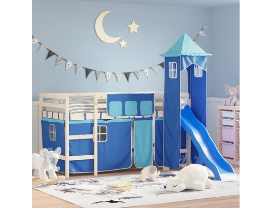 VIDAXL - Rideaux pour lit mezzanine avec tour bleu polyester