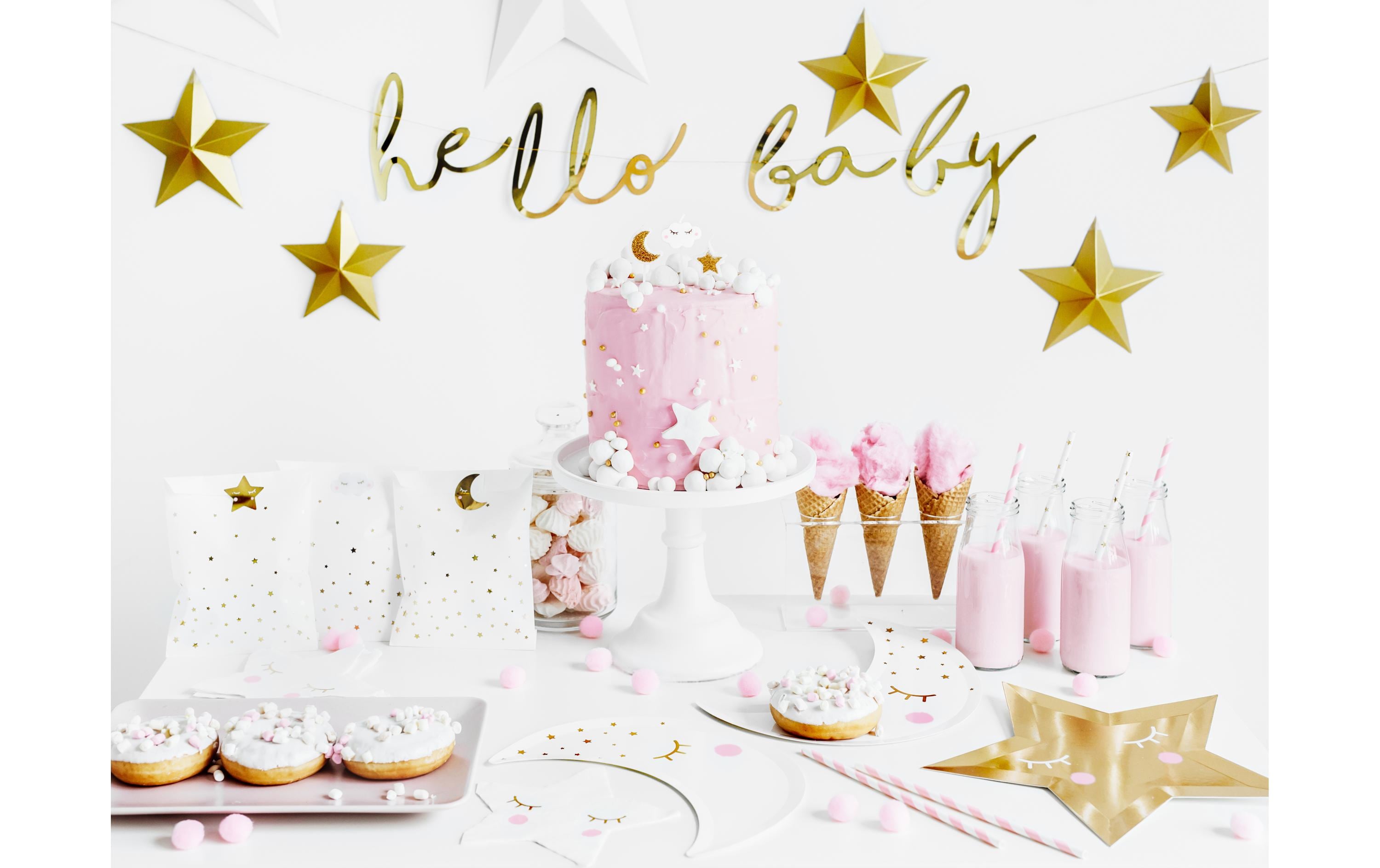 Girlande Hello Baby 0.7 m, GoldSchriftzug für Babyshower