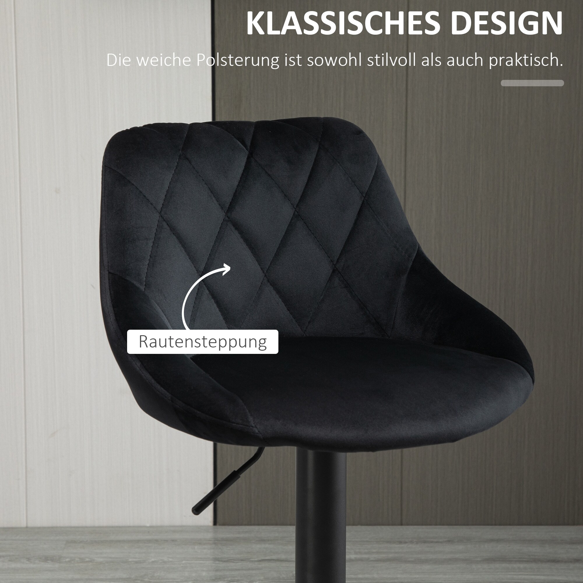 HOMCOM Barhocker Höhenverstellbares Set schwarz 51,5B x 48T x 83-104H cm