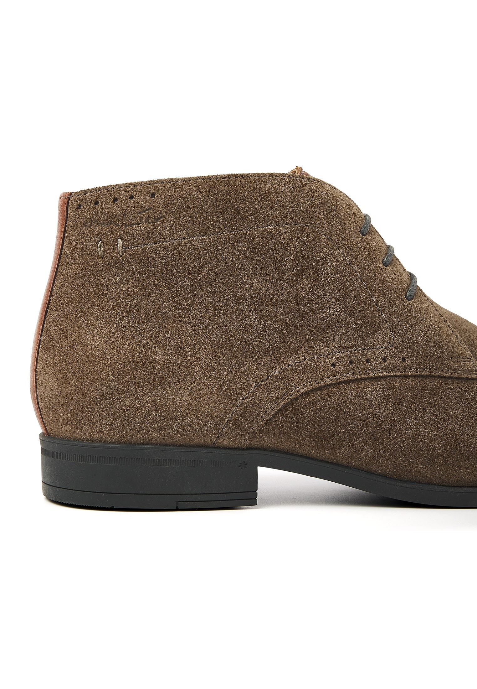 Taupe suède Portofino halfhoge veterschoen