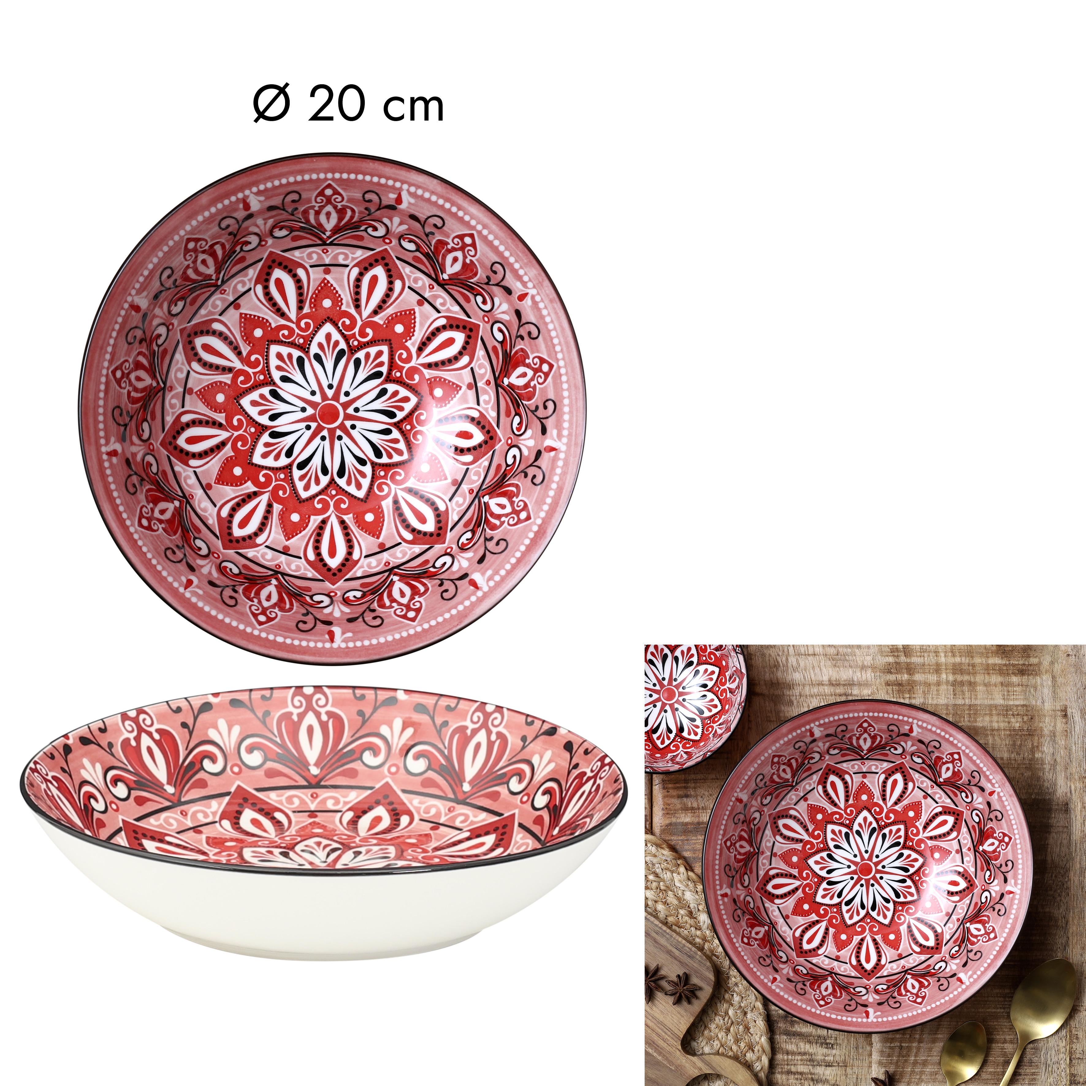 ASSIETTE CREUSE JAIPUR ROUGE D.20CM