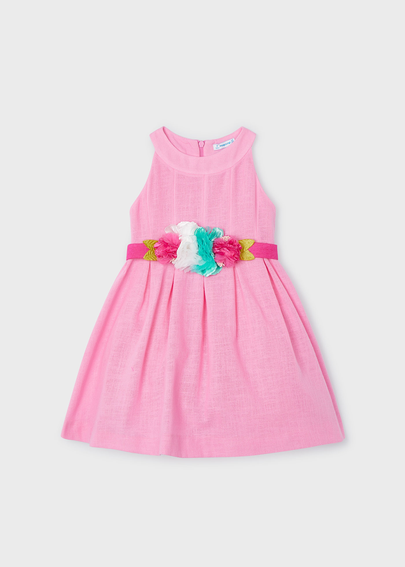 Vestido camélia com cinto floral para meninas