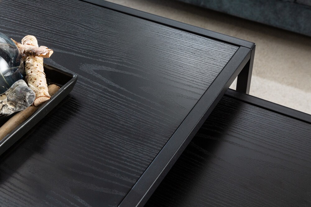 riess-ambiente 2er Set Beistelltisch SLIM LINE - 50cm anthrazit schwarz Marmor-Design Metallgestell Couchtisch
