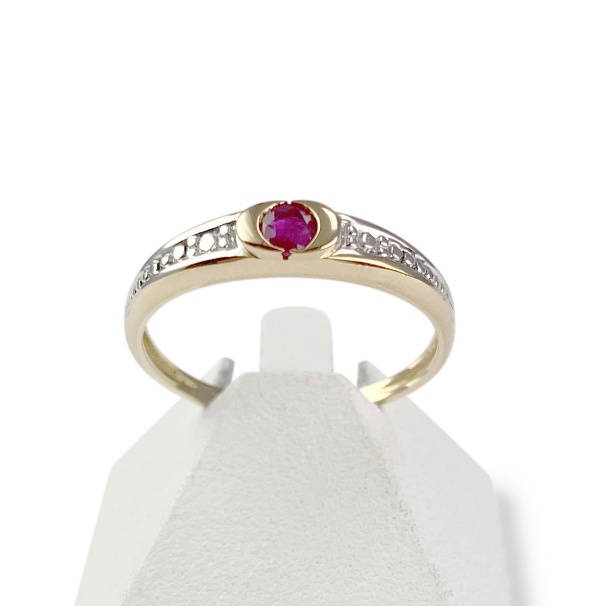 Bague d'occasion or 750 jaune et rhodié rubis