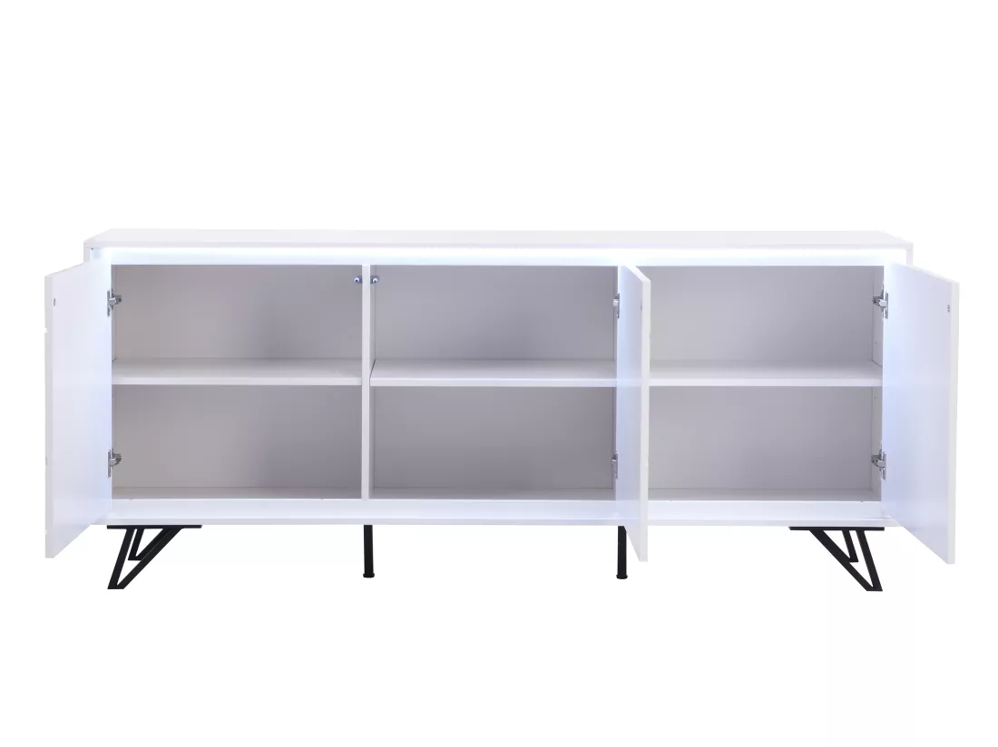 Buffet 3 portes avec LEDs en MDF - Blanc laqué - SALIANO