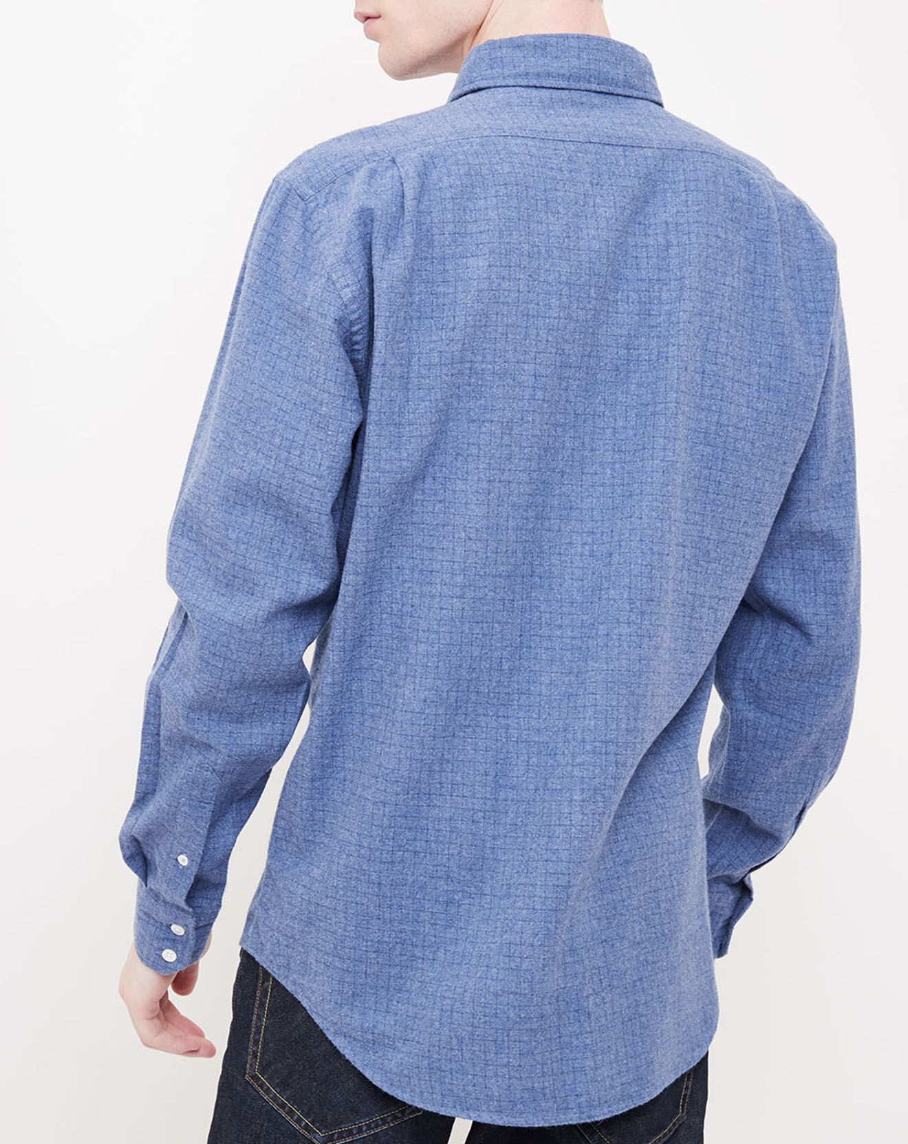 Hartford Chemise Regular en Flanelle de Coton Paul à carreaux bleu