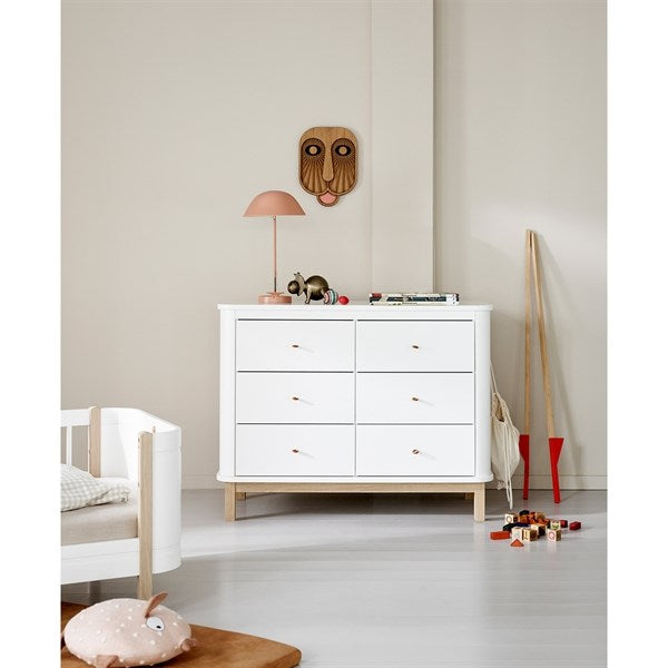 Køb Oliver Furniture Wood Kommode m. 6 Skuffer Hvid/Eg