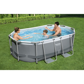 Bestway zwembad Power Steel ovaal 305 x 200 x 84 cm grijs met pomp