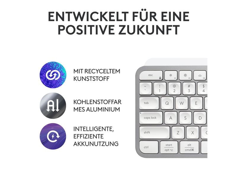 Logitech Tastatur MX Keys S CH-Layout Komfortable Tastatur mit Multi-Device Kopplung und intelligenter Beleuchtung