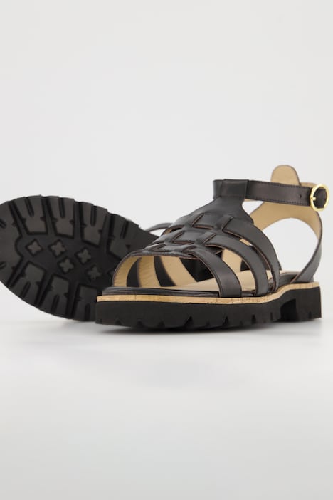 Leder-Sandalen, Flechtriemen, Weite H
