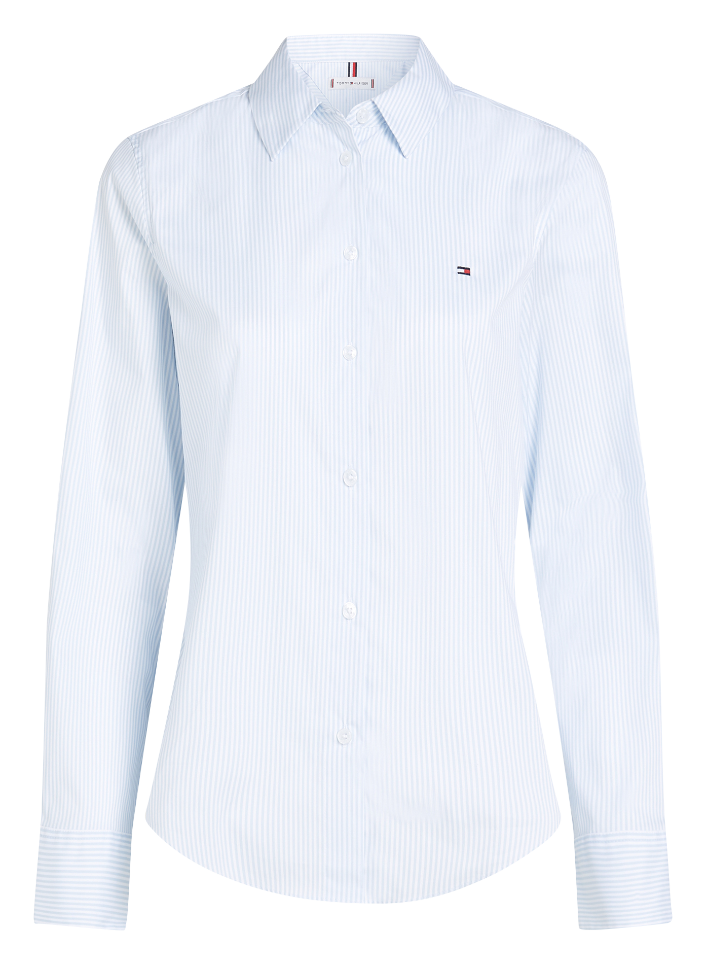 Chemise droite rayée en coton | Bleu