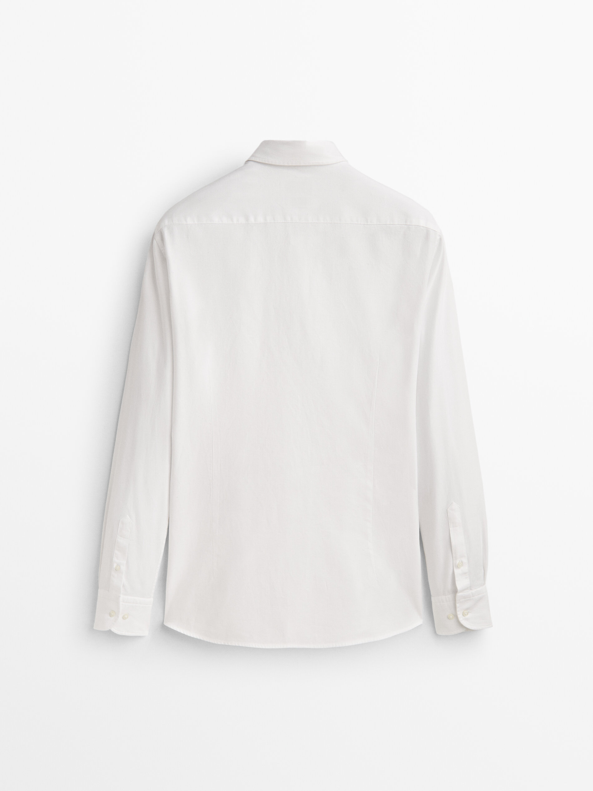 Camisa de algodão texturizado com modelagem slim fit - BRANCA