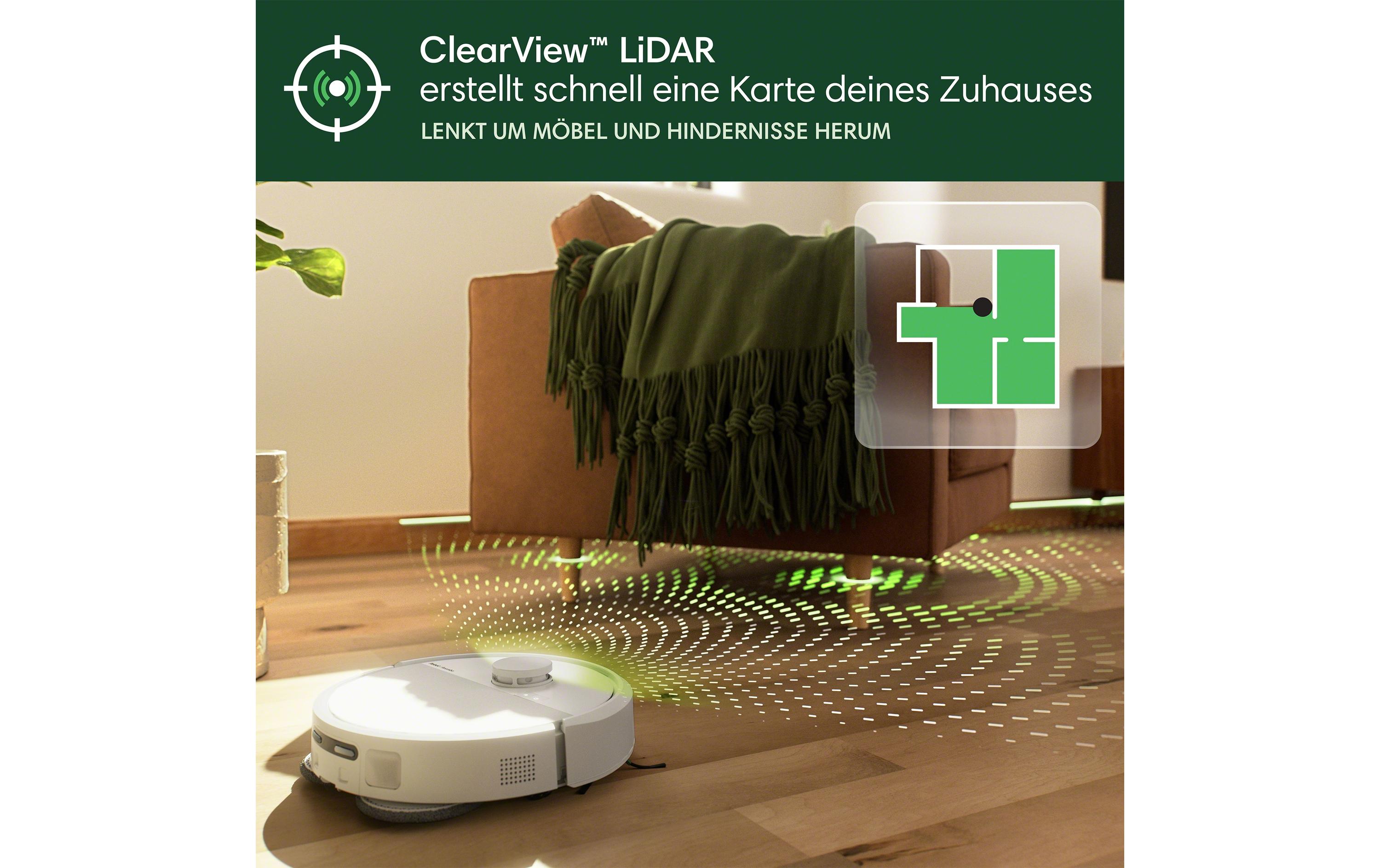 Saug- und Wischroboter Roomba Plus 405 Combo + AutoWash Dock<br>Zwei Wischmops für eine Streifenfreie Reinigung im ganzen Zuhause