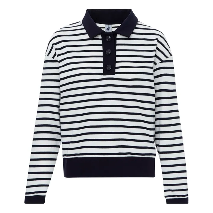 Petit Bateau Polo Marinière - Collection Femme  | Bleu marine
