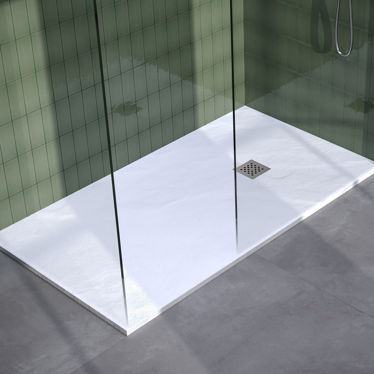 Brauer Asteroid douchevloer 100x180cm mineraalmarmer wit mat