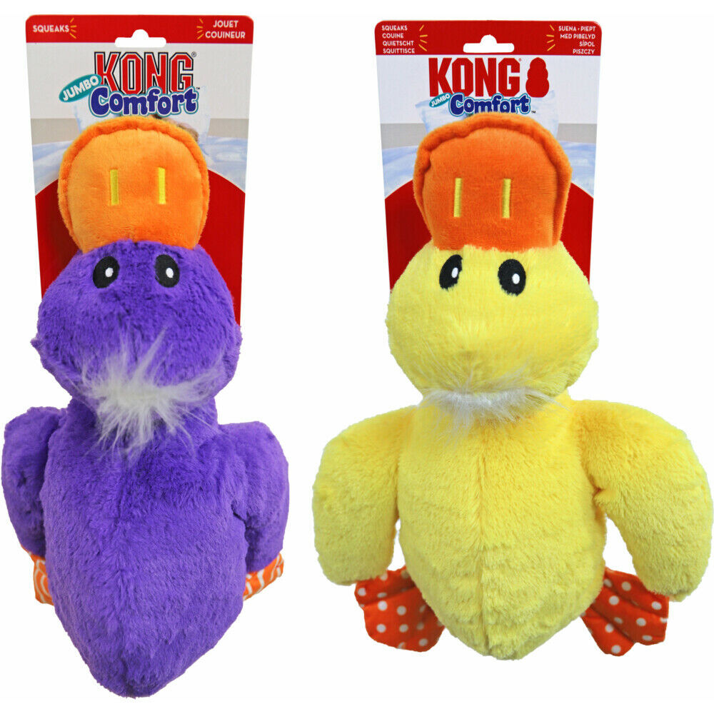 Kong Comfort Jumbo Eend - Pluche Knuffel - Hondenspeelgoed - Assorti - 1x34x43 cm - XL