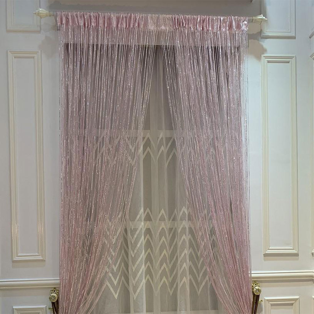(100x200cm) Faden Vorhang Home Deko Glänzender Türvorhang Party Accessoire - Weiss / Silber