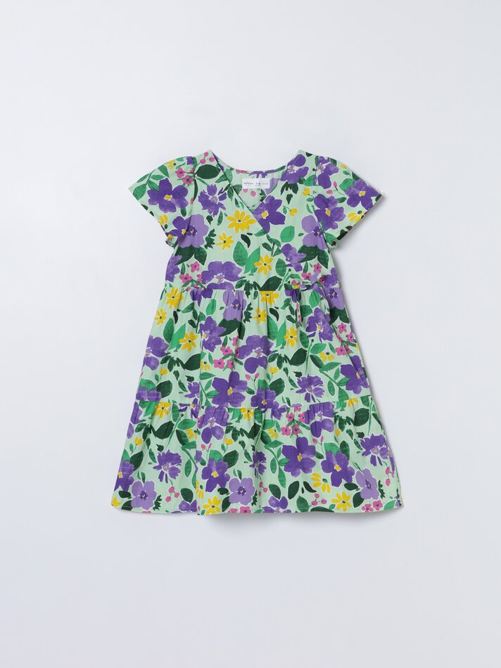 Vestido curto estampado - Verde Maçã